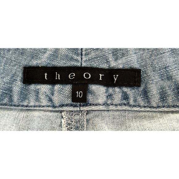 THEORY Jeans Wide Leg Cotton Denim Light Blue Size 10 - Picture 9 of 10